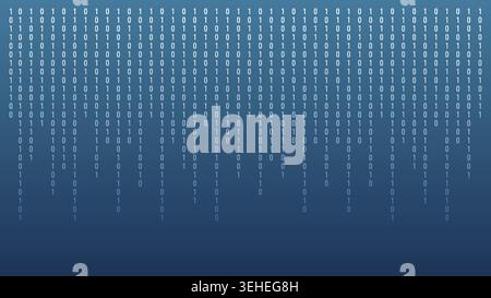 Minimalist binary code background matrix. Falling zeros and ones on a dark teal field Stock Vector