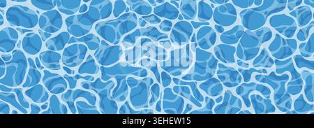 Water ripple surface top view, water with glares sunlight reflections, game texture. Beach sea clean and deep water. Vector illustration Stock Vector