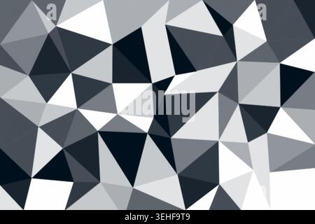 Geometric abstract low poly triangle pattern in monochrome gray tones for background design Stock Photo