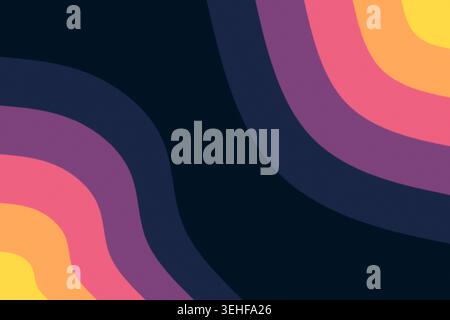 Abstract colorful retro wave background with layered gradients and dark negative space for design Stock Photo