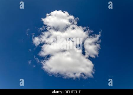 Large fluffy cumulus cloud floating in clear atmospheric sky scene Stock Photo