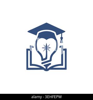 Professional and modern education logo with lightbulb and graduation cap. Stock Vector