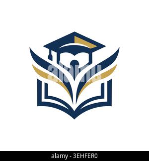 Professional and modern education logo template with book and graduation cap. Stock Vector