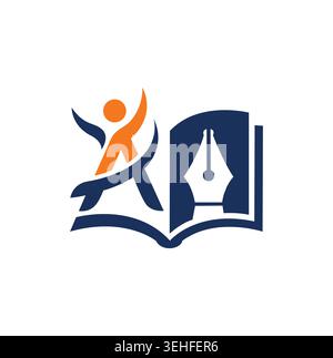 Modern and professional education logo design featuring a student and book. Stock Vector