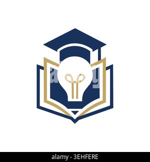 Professional and modern logo template with graduation cap and lightbulb. Stock Vector