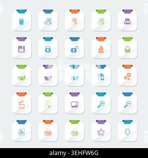Bright 25 Simple Realistic Detailed Internet Icons - Vector Icon Set Stock Vector