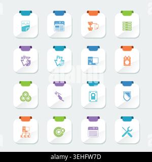 Bright Server Side Computer icons - Vector Icon Set Stock Vector