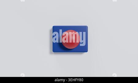 A red and blue 3D button on a white background in the color of the Russian flag for themes of on/off, press, launch, interface, and control Stock Photo