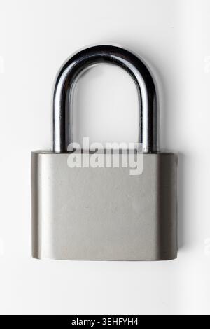 Grey Padlock Isolated on White Background Security Concept Stock Photo