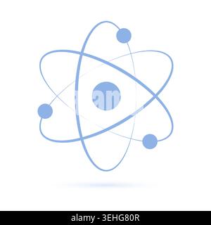 Atom icon. Quantum physics. Scientific logo isolated on white background. Medical symbol. Nuclear energy. Molecule structure. Fusion reactor. Proton Stock Vector