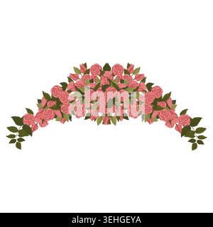 An arched arrangement of pink roses. Vector illustration isolated on a white background. Stock Vector
