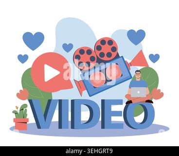 Video creation concept. Vector illustration Stock Vector