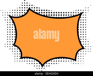 Blank orange conversation balloon with halftone background in manga style. Cartoon dialogue label. Text box, speech cloud, impact or burst comic effect template for anime book. Vector illustration. Stock Vector