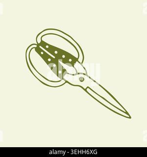 Hand drawn traditional bonsai shears or butterfly scissors. Specialized gardening tool for delicate plant trimming and shaping. Minimalist line art Stock Vector