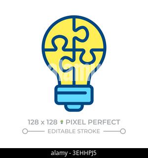 Jigsaw lamp line color icon Stock Vector