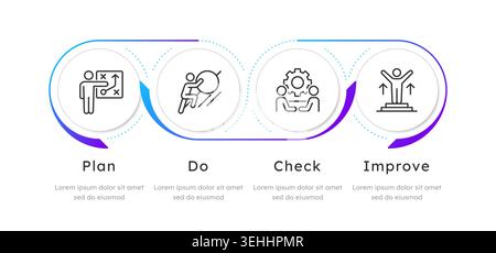 PDCA blue gradient loop infographic 4 steps Stock Vector