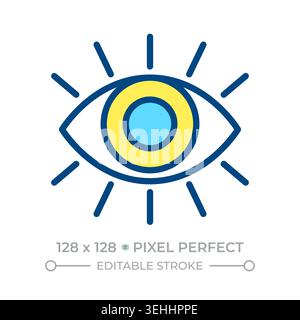 Open eye line color icon Stock Vector