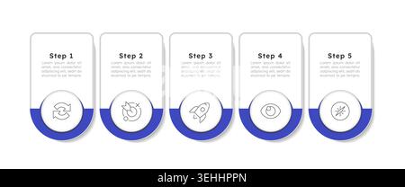 Business rounded blue horizontal infographic 5 steps Stock Vector