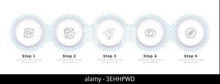 Business round horizontal timeline infographic 5 steps Stock Vector