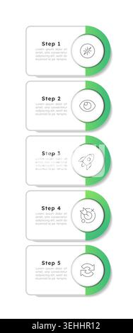 Business rounded green vertical infographic 5 steps Stock Vector