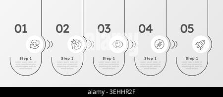 Business timeline rounded structure infographic 5 steps Stock Vector