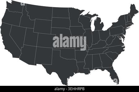 USA map with states. United States of America map.  Stock Vector