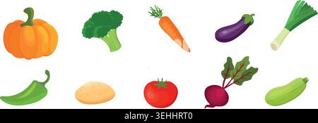 vegetables collection, isolated elements, vector design Stock Vector