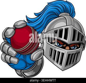 Medieval Knight Cricket Ball Sports Team Mascot Stock Vector