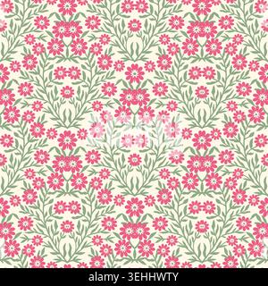 Pink and Cream Damask Flower Pattern Stock Vector