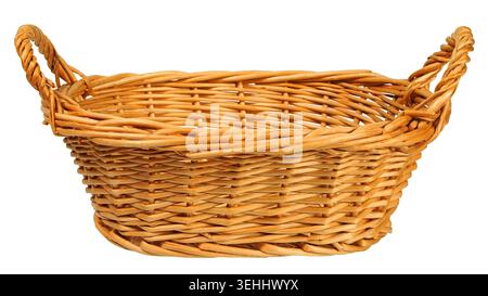 Empty wicker basket on white background Stock Photo