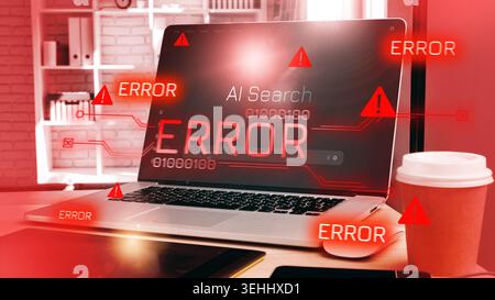 Scam message shows error on computer screen with alerts and warning signs Stock Photo