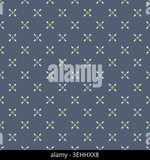 Geometric Ditsy Starburst Navy Blue Print Stock Vector