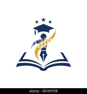 Professional academic brand identity with graduation cap and pen tool. Stock Vector