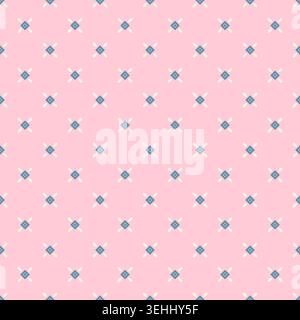 Pastel Pink Ditsy Diamond Star Pattern Stock Vector