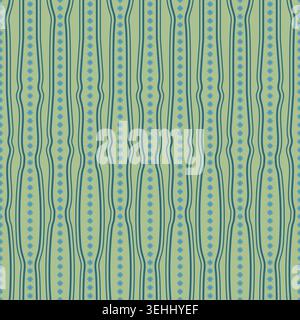Folk Geometric Stripe Sage Blue Pattern Stock Vector