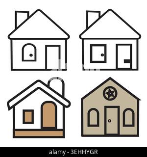 Four simple house icons with different styles Stock Vector