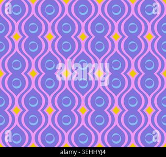 Pastel purple Abstract oriental geometry, geometric contemporary background with multiple wavy ogee lines seamless vector pattern for wallpapers, fabr Stock Vector