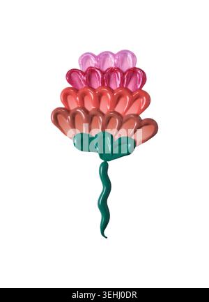 Impasto textured flower design created with lip gloss swatches on white background Stock Photo