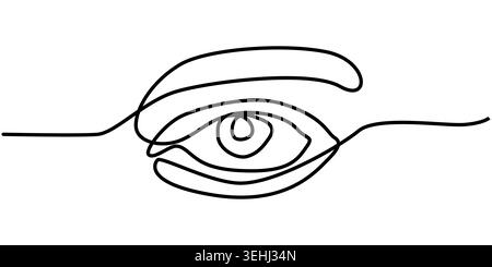 Minimalist Hand Drawn Continuous Line Anatomy of Human Eye Stock Vector