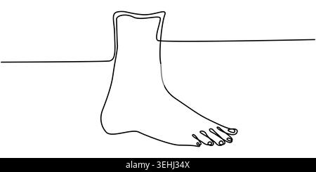 Minimalist Hand Drawn Continuous Line Drawing of Human Foot Stock Vector
