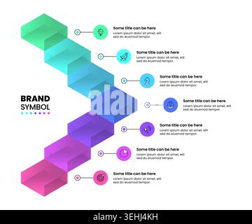 Infographic template with icons and 7 options or steps. Glass blocks. Can be used for workflow layout, diagram, banner, webdesign. Vector illustration Stock Vector