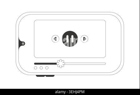 Mobile video player interface 2D line object Stock Vector