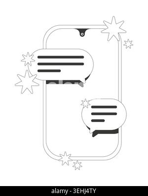 Smartphone chat messaging neo brutalism 2D line object Stock Vector