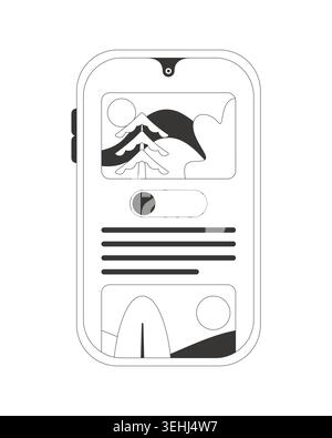 Mobile blog post interface with toggle switch 2D line object Stock Vector