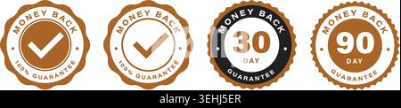 Premium Money Back Guarantee Badge Collection with Warranty Labels and Refund Assurance Seal Icons Stock Vector