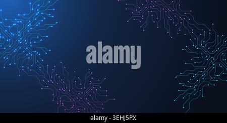 Circuit board digital abstract background. Motherboard technology texture design. AI semiconductor and computer processor on tech bg. Vector Stock Vector