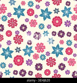 Pastel Scattered Ditsy Chintz Flower Pattern Stock Vector