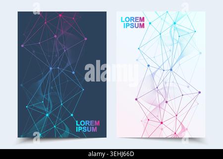 Global network connection website header or brochure design. Abstract background with connecting dots and lines. Global business. Social network Stock Vector