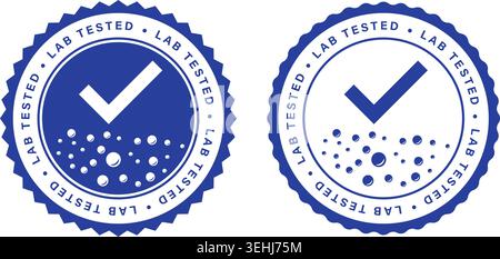 Lab tested quality seal badges with checkmark icons certification approval vector design template Stock Vector