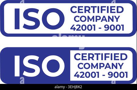 Blue ISO Certification Badge Label Vector Template for Business Quality Assurance Stock Vector